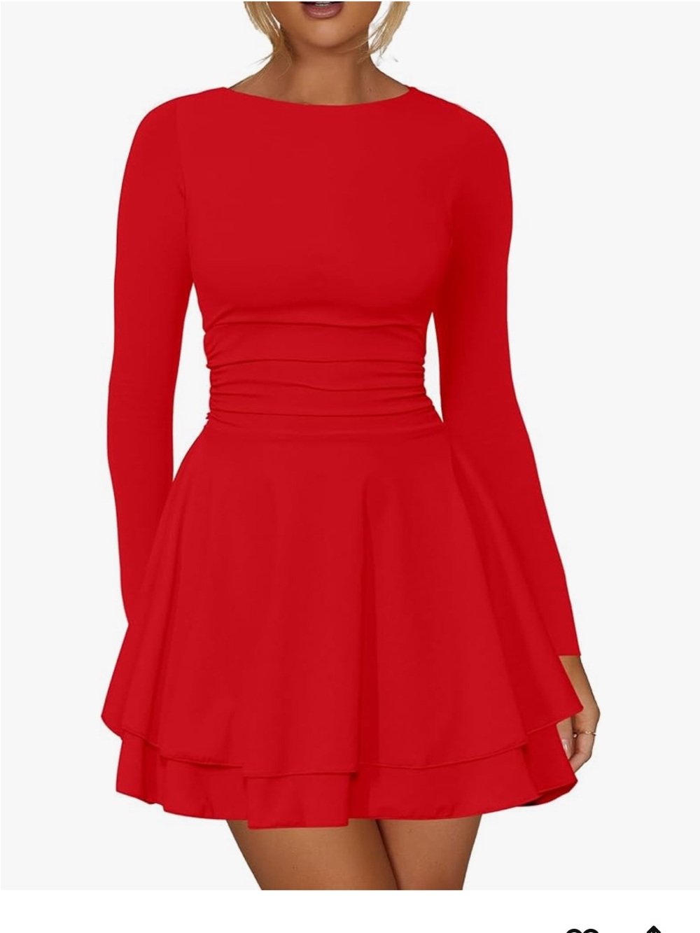 Crew Neck A Line Ruffle Party Club Mini Dress
Size Small